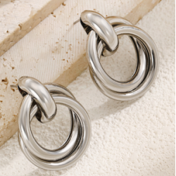 Aretes Aros Plateados  4E3