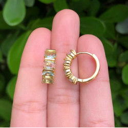 Aretes Arracada Aqua Chapa de Oro Az396