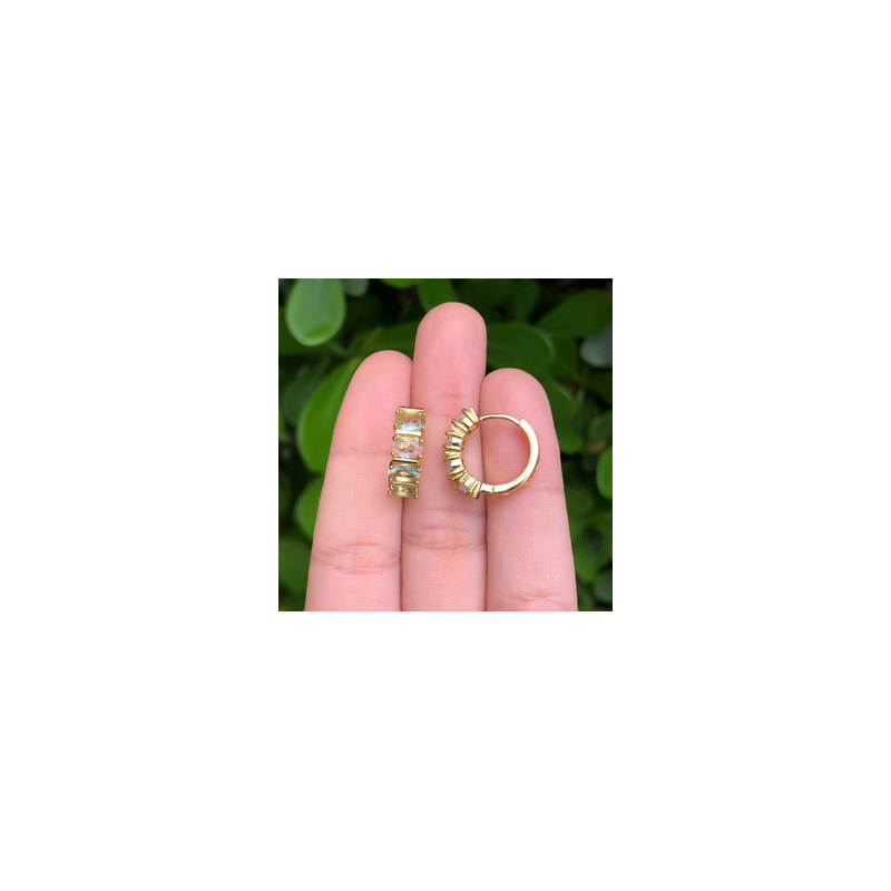 Aretes Arracada Aqua Chapa de Oro Az396