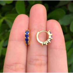 Aretes Arracada Azul Chapa de Oro Az131