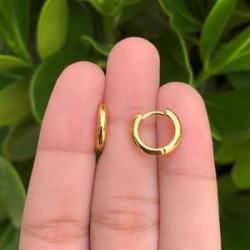 Aretes Arracada Dorada Chapa de Oro 18K   Az3