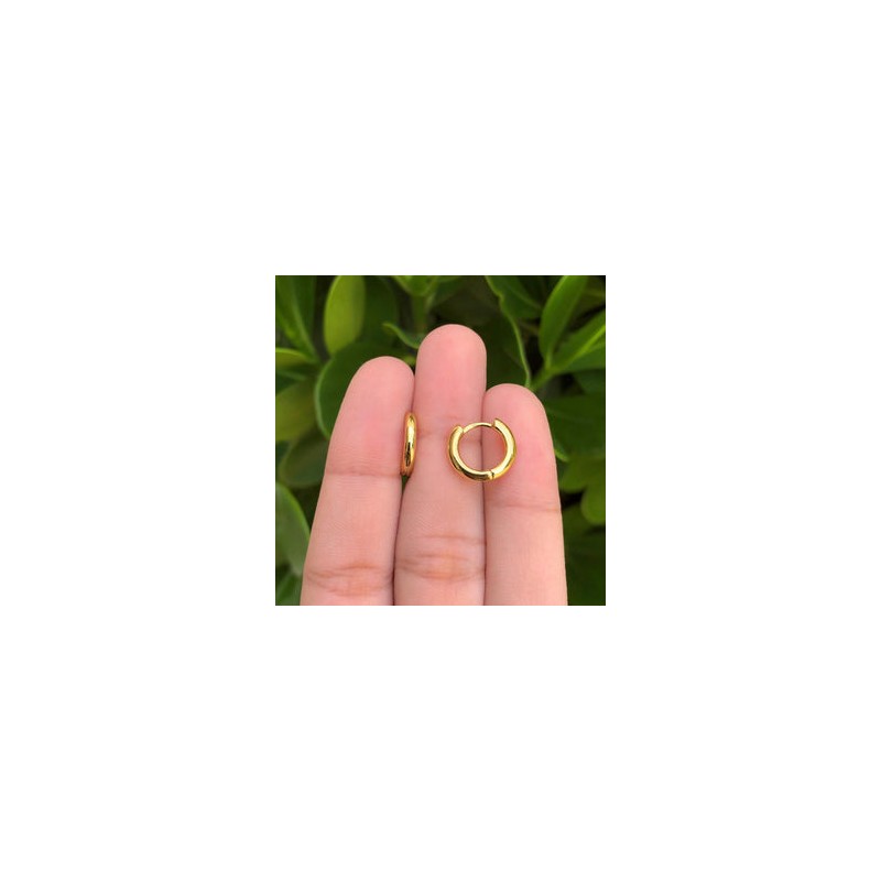 Aretes Arracada Dorada Chapa de Oro 18K   Az3