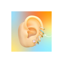 Aretes Arracada Azul Chapa de Oro Az195