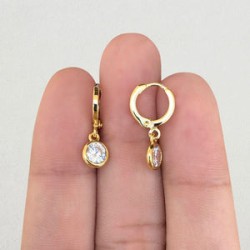 Aretes Arracada Brillante  Chapa de Oro Az279