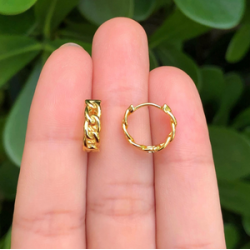 Aretes Arracada Eslabones Chapa de Oro Az106