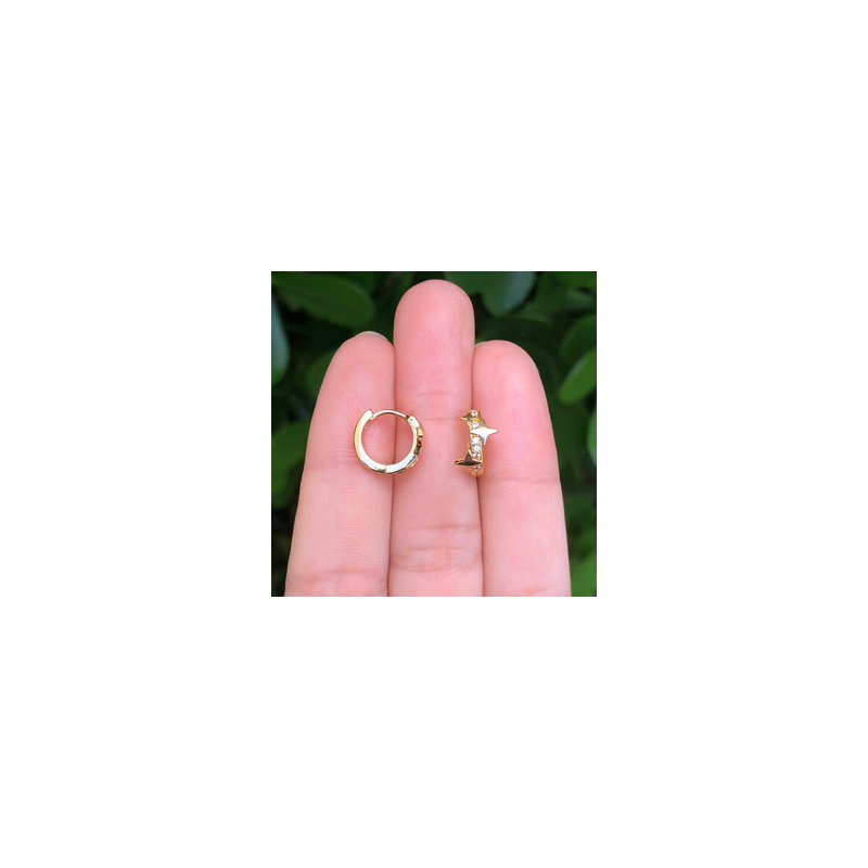 Aretes Arracada Estrella Chapa de Oro Az107