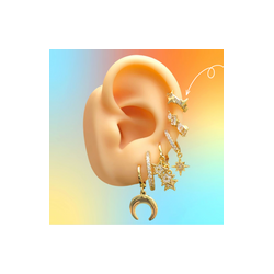 Aretes Arracada Estrella Chapa de Oro Az107