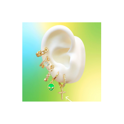 Aretes Arracada Cruz Zirconias Chapa de Oro Az198