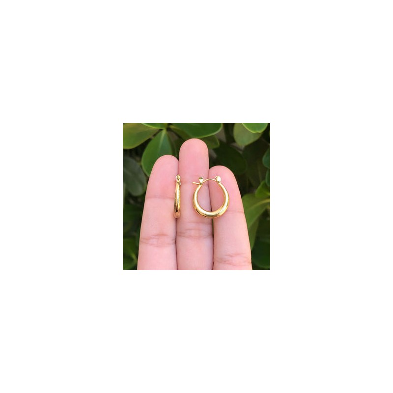 Aretes Arracada Dorada Chapa de Oro   Az95