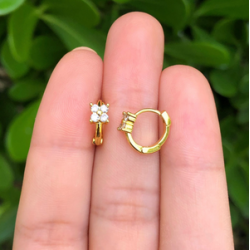 Aretes Arracada Flor Chapa de Oro Az206