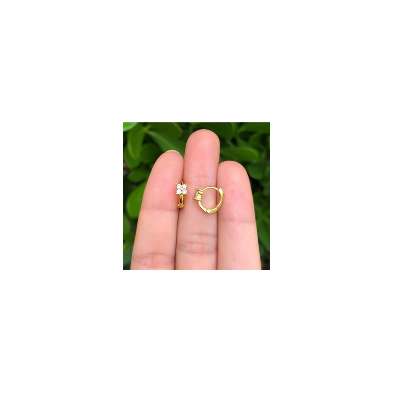 Aretes Arracada Flor Chapa de Oro Az206