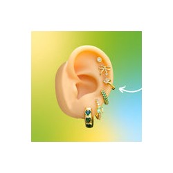 Aretes Arracada Flor Chapa de Oro Az206