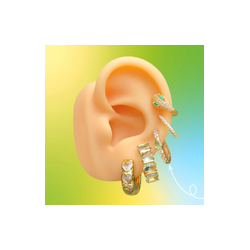 Aretes Arracada Gota Aqua Chapa de Oro Az397