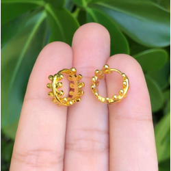 Aretes Arracada Laurel Chapa de Oro Az246