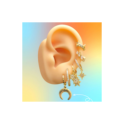 Aretes Arracada Luna Chapa de Oro Az82