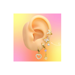 Aretes Arracada Mariposa Chapa de Oro Az188