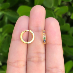 Aretes Arracada Multicolor Chapa de Oro Az138