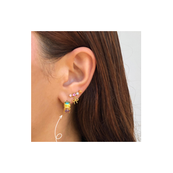 Aretes Arracada Multicolor Chapa de Oro AZ23