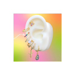 Aretes Arracada Multicolor Chapa de Oro Az321