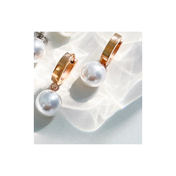 Aretes Arracada Perla Acero Inoxidable 2D1