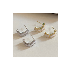 Aretes Arracada Plateada Cristales  4E42