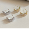 Aretes Arracada Plateada Cristales  4E42