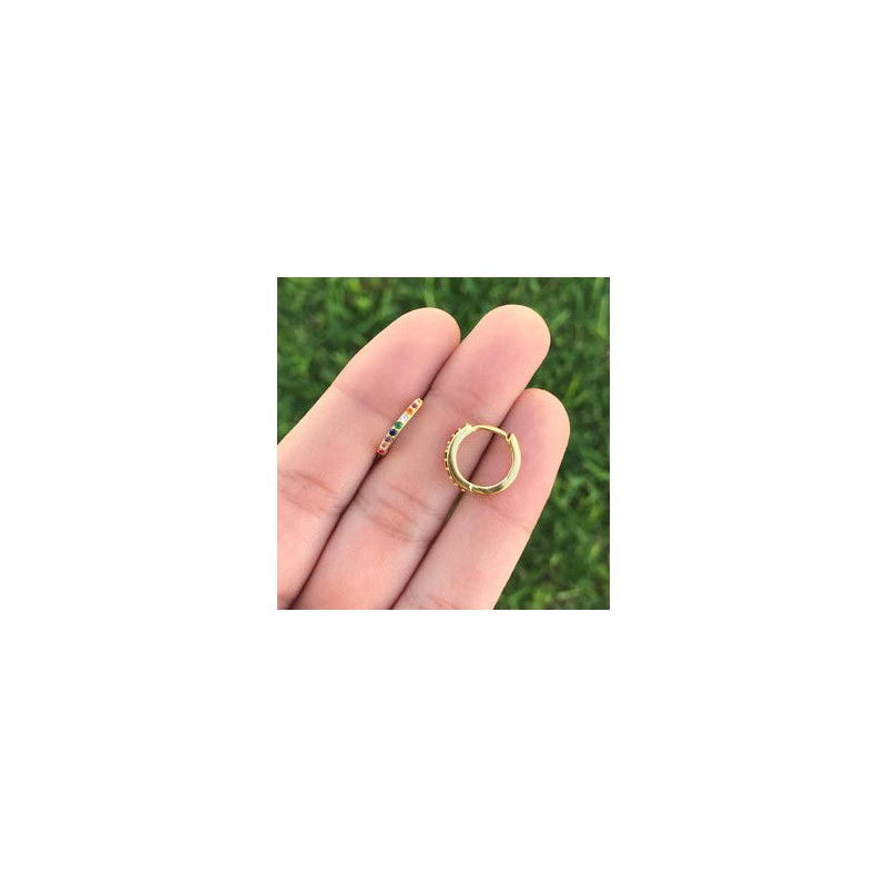 Aretes Arracada RainBow Chapa de Oro  Az4