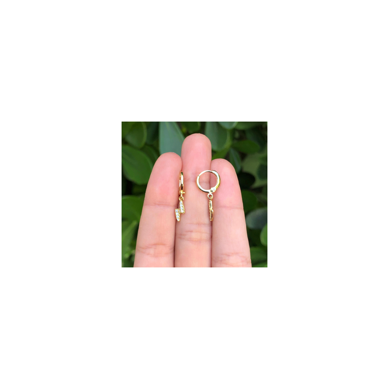 Aretes Arracada Rayo Chapa de Oro Az169