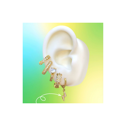 Aretes Arracada Rayo Chapa de Oro Az169