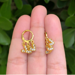 Aretes Arracada Tres Corazones Chapa de Oro Az430