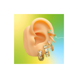 Aretes Arracada Serpiente Ojos Verdes Chapa de Oro Az428