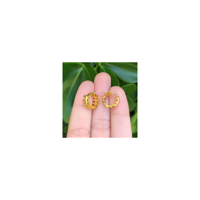 Aretes Arracada Laurel Chapa de Oro Az246