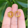 Aretes Arracada Laurel Chapa de Oro Az246