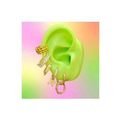 Aretes Arracada Laurel Chapa de Oro Az246