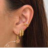 Aretes Arracada Tres Estrellas Rosa Chapa de Oro Az393