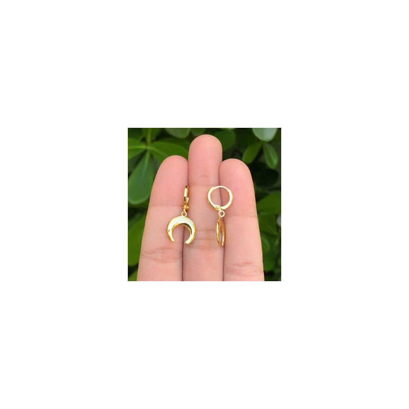Aretes Arracada Luna Chapa de Oro Az82