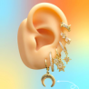 Aretes Arracada Luna Chapa de Oro Az82