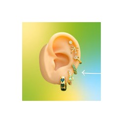 Aretes Arracada Verde Chapa de Oro Az77