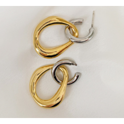 Aretes Arracada y Aro Oro-Plata  2y3