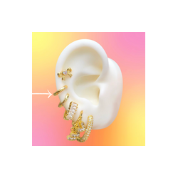 Aretes Arracada Zirconia Blanca Chapa de Oro Az146