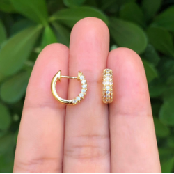 Aretes Arracada Zirconia Blanca Chapa de Oro Az202