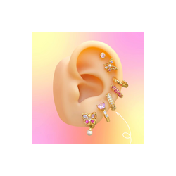 Aretes Arracada Zirconia Blanca Chapa de Oro Az202