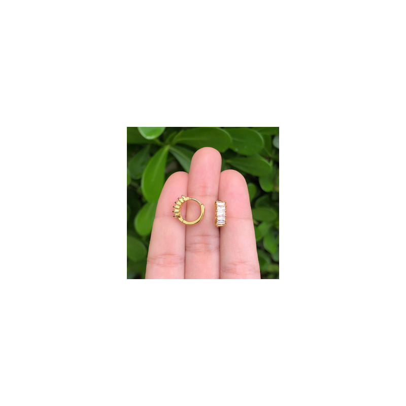 Aretes Arracada Zirconia Blanca Chapa de Oro Az353