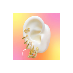 Aretes Arracada Zirconia Blanca Chapa de Oro Az353