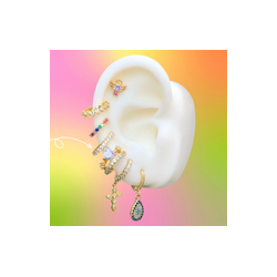 Aretes Arracada Zirconia Chapa de Oro Az369