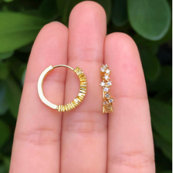 Aretes Arracada Zirconia Chapa de Oro Az98