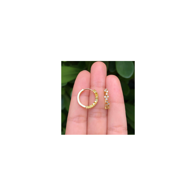 Aretes Arracada Zirconia Chapa de Oro Az98