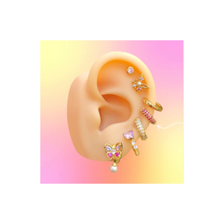 Aretes Arracada Zirconia Rosa Chapa de Oro Az213