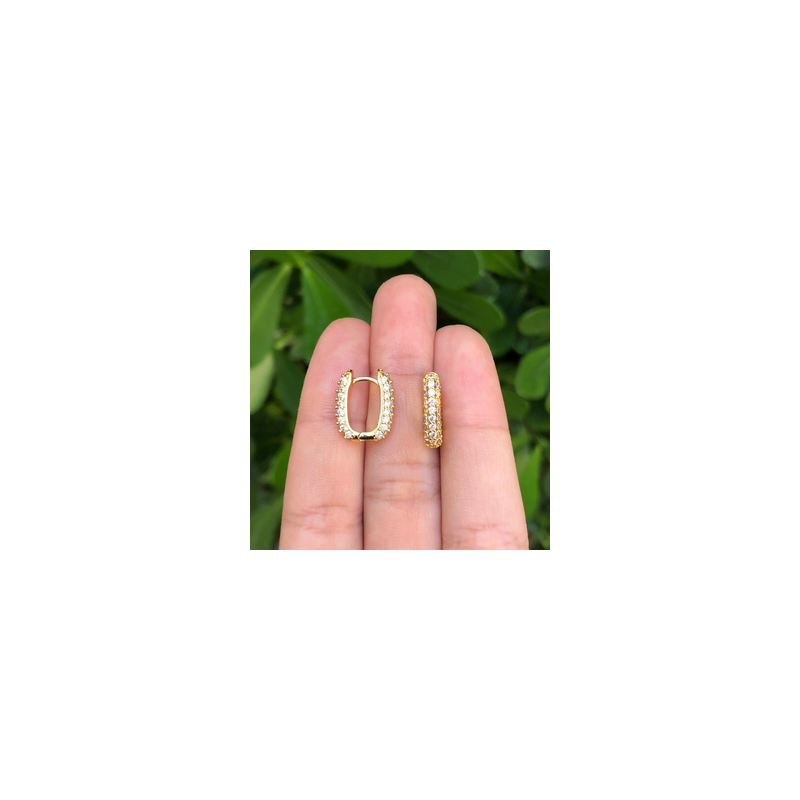 Aretes Arracada Zirconias Blancas Chapa de Oro Az137