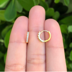 Aretes Arracada Zirconias Blancas Chapa de Oro Az144